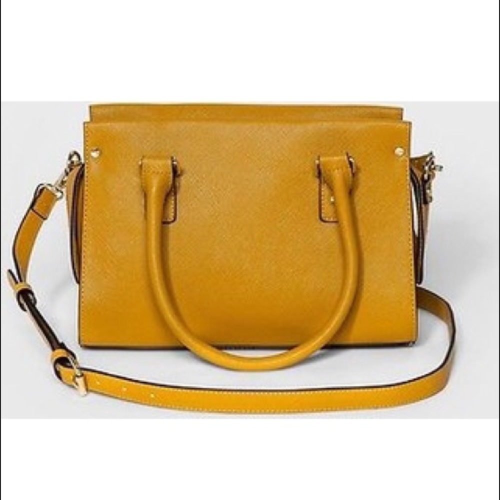mustard satchel handbag